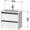 Duravit Ketho 2 meuble sous-lavabo avec 2 tiroirs 61x39x54.9cm avec poignées gris béton anthracite mat SW772678