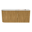 Mondiaz JOYA-DLUX 91.6cm toiletmeubel - ronding links kleur Oak - Wastafel FAYE positie Rechts Zonder kraangat kleur Frappe. SW1421946