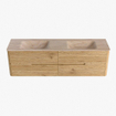 Mondiaz CIRO-DLUX Badkamermeubelset - 170x45x50cm - Solid surface wastafel Saba - 2 wasbak Dubbel - zonder kraangaten - 4 lades - Oak SW1531199