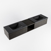 MONDIAZ BUKLA 200cm ensemble de meuble avec module ouvert 40 couleur Marron foncé avec 2 tiroirs. Lavabo CLOUD double 0 trou de robinet couleur Urban. SW1382142