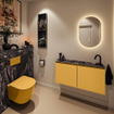 MONDIAZ TURE-DLUX Meuble toilette - 100cm - Ocher - EDEN - vasque Lava - position droite - 1 trou de robinet SW1103889