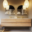 MONDIAZ VICA-DLUX Ensemble meuble de salle de bains - 200cm - meuble bas chêne lavé - 4 tiroirs - vasque encastrée cloud double - 2 trous de robinet - version haute 60cm - frape SW1088833