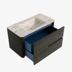 Mondiaz CIRO-DLUX Ensemble meuble de salle de bains - 90x45x50cm - plan vasque solid surface Nata - 1 vasque Centrale - 1 trou de robinet - 2 tiroirs - Shadow SW1532558