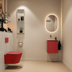 MONDIAZ TURE-DLUX Meuble toilette - 40cm - Fire - EDEN - vasque Opalo - position gauche - sans trou de robinet SW1104337