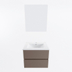 Mondiaz VICA ensemble de meuble de salle de bain - 60cm - meuble sous-vasque fumée - 2 tiroirs - lavabo denia milieu - 1 trou de robinet - couleur Blanc Brillant - miroir LED - version XL 60cm de haut SW1092006