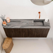 Mondiaz JOYA-DLUX 101.6cm toiletmeubel - ronding links kleur Walnut - Wastafel FAYE positie Rechts Zonder kraangat kleur Sombra. SW1424763