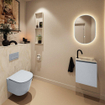 MONDIAZ TURE-DLUX Meuble toilette - 40cm - Clay - EDEN - vasque Ostra - position droite - 1 trou de robinet SW1104783