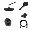 Hotbath COBBER Ensemble de douche à effet pluie - robinet encastré - thermostatique - pomme de douche 20 cm - douchette à main - noir mat PVD SW1437749