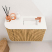 Mondiaz JOYA 61.6cm toiletmeubel - ronding links kleur Oak - Wastafel FAYE positie Rechts 1 kraangat kleur Talc. SW1421122