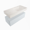Mondiaz ALAN-DLUX Ensemble de meuble - 100cm - meuble - Clay mat - 1 tiroir - Lavabo Cloud Ostra suspendu - vasque droite - 1 trou de robinet - Beige SW807883