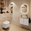 MONDIAZ TURE-DLUX Meuble toilette - 60cm - Linen - EDEN - vasque Frappe - position droite - 1 trou de robinet SW1102870