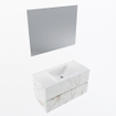 Mondiaz VICA ensemble de meuble de salle de bain - 90cm - meuble sous-vasque carrara - 2 tiroirs - lavabo cloud milieu - sans trous de robinet - couleur talc - miroir LED - version XL 60cm de haut SW1095785