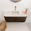 Mondiaz JOYA-DLUX 83.2cm toiletmeubel - ronding links en rechts kleur Walnut - Wastafel FAYE positie Midden Zonder kraangat kleur Nata. SW1424554