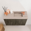 Mondiaz JOYA-DLUX 60cm toiletmeubel - kleur Shadow - Wastafel FAYE positie Rechts 1 kraangat kleur Saba. SW1425104