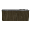 Mondiaz JOYA-DLUX 101.6cm meuble de toilette - arrondi gauche couleur Shadow - Vasque FAYE position Droite Sans trou de robinet couleur Lava. SW1422866
