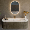 Mondiaz KURVE-DLUX Ensemble meuble de salle de bains - 140x46x40cm - 1 tiroir - 2 portes - lavabo solid surface - central - 1 trou de robinet - Shadow SW1414343