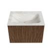 MONDIAZ KURVE-DLUX 60cm Meuble salle de bain - couleur Walnut - 1 tiroir - vasque CLOUD centre - sans trou de robinet - couleur Ostra SW1137791