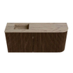 Mondiaz JOYA-DLUX Meuble de salle de bains 91,6cm - arrondi droit couleur Noyer - Vasque FAYE position Gauche Sans trou de robinet couleur Arena SW1424369