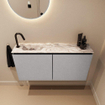 MONDIAZ TURE-DLUX 100cm toiletmeubel Plata. EDEN wastafel Glace positie links. Met 1 kraangat. SW1103475