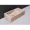 Forzalaqua Venetia lavabo 40x22x10cm à gauche 0 trous de robinet Pierre naturelle Travertin adouci SW369916