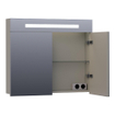 BRAUER Promise Armoire de toilette 80x70x15cm éclairage intégré rectangulaire 2 portes pivotantes MDF Taupe mat SW371646