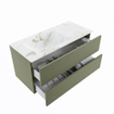 MONDIAZ VICA-DLUX Ensemble meuble de salle de bains - 100cm - meuble bas army - 2 tiroirs - vasque encastrée cloud gauche - 1 trou de robinet - version haute 60cm - frape SW1088687