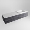 ENSEMBLE DE MEUBLE DE SALLE DE BAIN MONDIAZ ERIN - 150 cm - Anthracite - 2 tiroirs - lavabo à droite - 1 trou de robinet - Talc SW696945