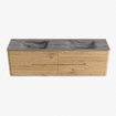 Mondiaz CIRO-DLUX Meuble de salle de bains - 170x45x50cm - Plan vasque solid surface Sombra - 2 lavabos double - 2 trous de robinet - 4 tiroirs - Chêne SW1531277