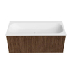 MONDIAZ KURVE 100cm Meuble salle de bain - couleur Walnut - 1 tiroir - vasque BIG MEDIUM centre - sans trous de robinet - Talc SW1138277