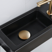 FugaFlow Efficiente Pietra Ensemble de fontaine - 37,5x18,5x9cm - céramique - trou de robinet à droite - robinet de fontaine en laiton brossé - bouchon de vidange - siphon abaissé - Noir mat SW1442208