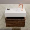 MONDIAZ ANDOR Toiletmeubel - 60x30x30cm - 1 kraangat - 1 lades - dark brown mat - wasbak midden - Solid surface - Wit SW474293