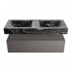 Mondiaz ALAN-DLUX Ensemble de meuble - 120cm - meuble Dark grey mat - 1 tiroir - Lavabo Cloud Lava suspendu - vasque Gauche et droite - 0 trous de robinet SW808150