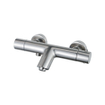 Fortifura Calvi Robinet de baignoire thermostatique avec douchette stick, support et flexible lisse Inox brossé PVD SW811957