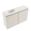 MONDIAZ TURE-DLUX Meuble toilette - 80cm - Linen - EDEN - vasque Ostra - position gauche - sans trou de robinet SW1104901