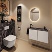 MONDIAZ TURE-DLUX Meuble toilette - 80cm - Linen - EDEN - vasque Lava - position gauche - 1 trou de robinet SW1103883