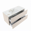 MONDIAZ VICA-DLUX Ensemble meuble de salle de bains - 100cm - meuble bas linen - 2 tiroirs - lavabo encastré cloud à gauche - sans trous de robinetterie - version haute 60cm - frape SW1088943
