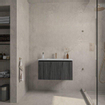 Adema Holz Ensemble meuble salle de bains - 80x45x45cm - 1 vasque en céramique blanche - 1 trou de robinet - 1 tiroir - miroir - Chocolate SW857462