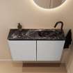 MONDIAZ TURE-DLUX meuble WC 80 cm Plata. EDEN lavabo Lava position à droite. Avec 1 trou de robinet. SW1103936