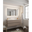 MONDIAZ VICA Ensemble de meuble salle de bain - 120cm - 2 tiroirs - lavabo Denia double 2 trous de robinet - céramique - fumée SW411380