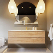MONDIAZ VICA-DLUX Ensemble meuble de salle de bains - 150cm - meuble bas Washed oak - 2 tiroirs - lavabo encastré Cloud central - 1 trou de robinet - version haute 60cm - Opalo SW1088457