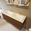 Mondiaz VICA-DLUX ensemble de meuble de salle de bain - 130cm - meuble sous-vasque repos - 2 tiroirs - lavabo encastré cloud double - 2 trous de robinet - version haute de 60cm - opalo SW1086415