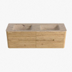 Mondiaz CIRO-DLUX Badkamermeubelset - 150x45x50cm - Solid surface wastafel Arena - 2 wasbak Dubbel - 2 kraangaten - 4 lades - Oak SW1531359