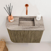 Mondiaz JOYA-DLUX Meuble de salle de bains - 51,6cm - arrondi gauche couleur Dusk - Vasque FAYE position droite Sans trou de robinet couleur Oza SW1425997