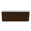 Mondiaz JOYA-DLUX Meuble de salle de bains 111,6cm - arrondi droit couleur Noyer - Vasque FAYE position Gauche 1 trou de robinet couleur Glace SW1422396