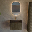 Mondiaz KURVE Ensemble meuble de salle de bains - 60x46x40cm - 1 tiroir - lavabo solid surface - central - 1 trou de robinet - Shadow SW1414173