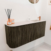Mondiaz JOYA-DLUX 91.6cm meuble de toilette - arrondi gauche couleur Shadow - Vasque FAYE position Droite 1 trou de robinet couleur Meli. SW1424914