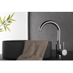 Wiesbaden Ribbd wastafelkraan met draaibare uitloop en coldstart chroom SW632118