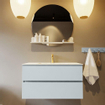 Mondiaz VICA-DLUX Ensemble de meuble de salle de bain - 90cm - meuble sous-vasque argile - 2 tiroirs - lavabo encastré nuage milieu - 1 trou de robinet - version haute 60cm - opalo SW1086546