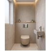 QeramiQ Dely Toiletset - 36.3x51.7cm - diepspoel - rimless - Geberit UP720 inbouwreservoir - softclose toilet zitting 35 mm - steel bedieningsplaat - rechthoekige knoppen - mat beige SW1426549
