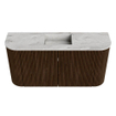 Mondiaz JOYA-DLUX Meuble de salle de bains 83.2cm - arrondi gauche et droite couleur Noyer - Vasque FAYE position Milieu 1 trou de robinet couleur Glace SW1422388
